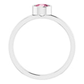 Rhodium-Plated Sterling Silver 5 mm Imitation Pink Tourmaline Ring